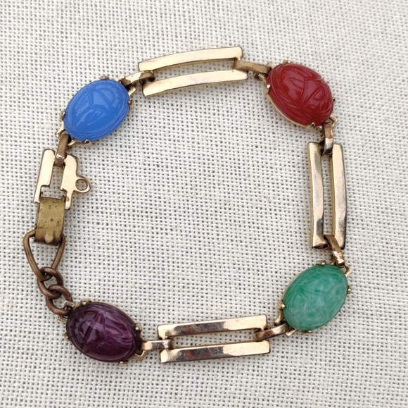 Antique stone scarab bracelet - Picture 3 of 7